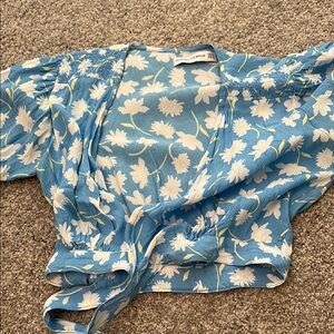 Faithfull the Brand Blue and White Floral Blouse